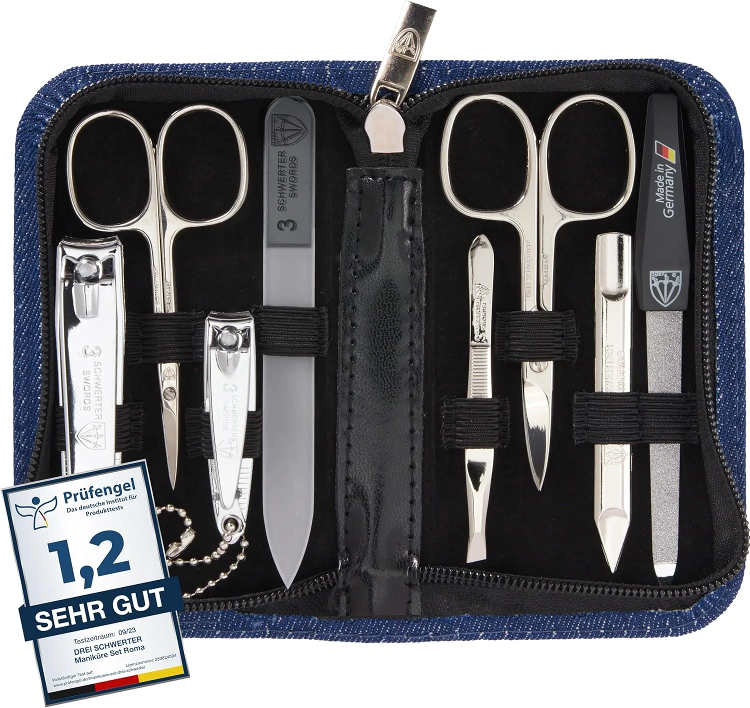 ست مانیکور 'Roma' از DREI SCHWERTER - کیف ناخن با 8 ابزار: قیچی ناخن، قیچی کوتیکول، ناخن گیر پا/انگشت، تمیز کننده ناخن، موچین، سوهان ناخن شیشه ای، سوهان ناخن یاقوت کبود - ست مانیکور 'Roma' از DREI SCHWERTER - کیف ناخن با 8 ابزار: قیچی ناخن، قیچی کوتیکول، ناخن گیر پا/انگشت، تمیز کننده ناخن، موچین، سوهان ناخن شیشه ای، سوهان ناخن یاقوت کبود -