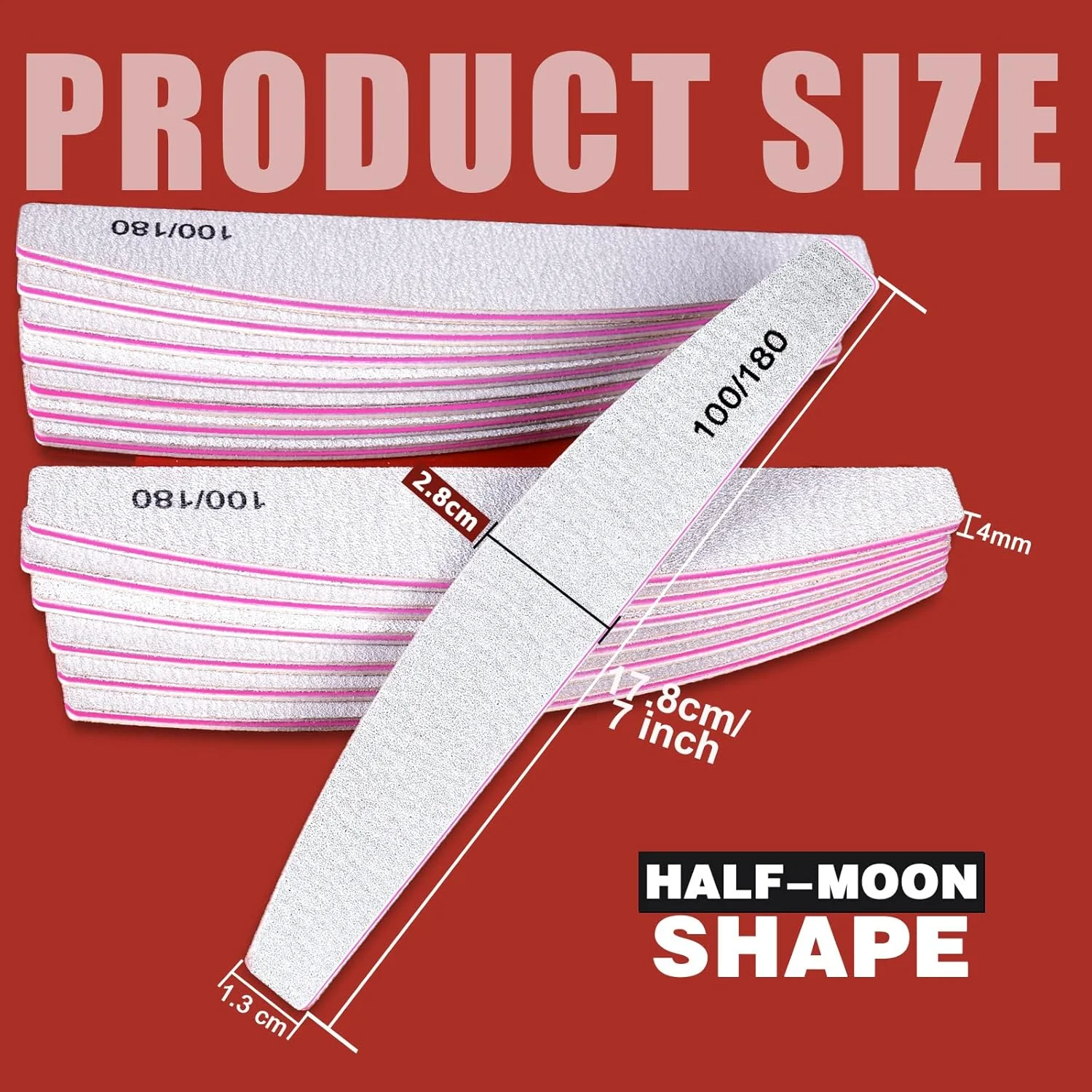 فندامی ۱۵ عدد سوهان ناخن حرفه ای درجه زبری ۱۰۰/۱۸۰، سوهان ناخن دو طرفه با کیفیت عالی، سوهان بافر ناخن، سوهان سمباده ای برای ناخن، ابزار مانیکور ناخن حیوانات خانگی، مناسب استفاده در منزل و سالن، هلالی