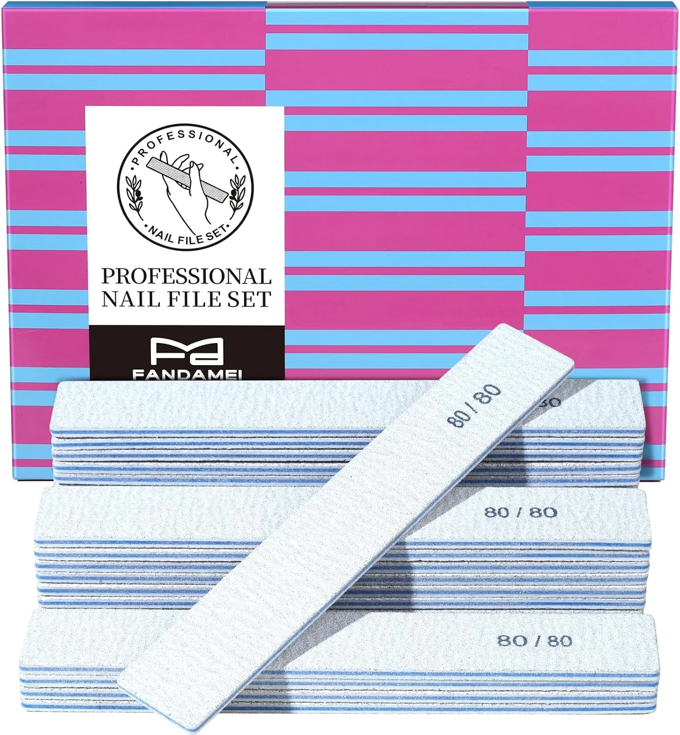 فندامی سوهان ناخن گریت 80/80، کیت 24 عددی سوهان ناخن، سمباده دو طرفه برای ناخن ها، سوهان ناخن حرفه ای برای ناخن های اکریلیک طبیعی، ست سوهان ناخن مستطیلی مانیکور، گریت زبر 80/80