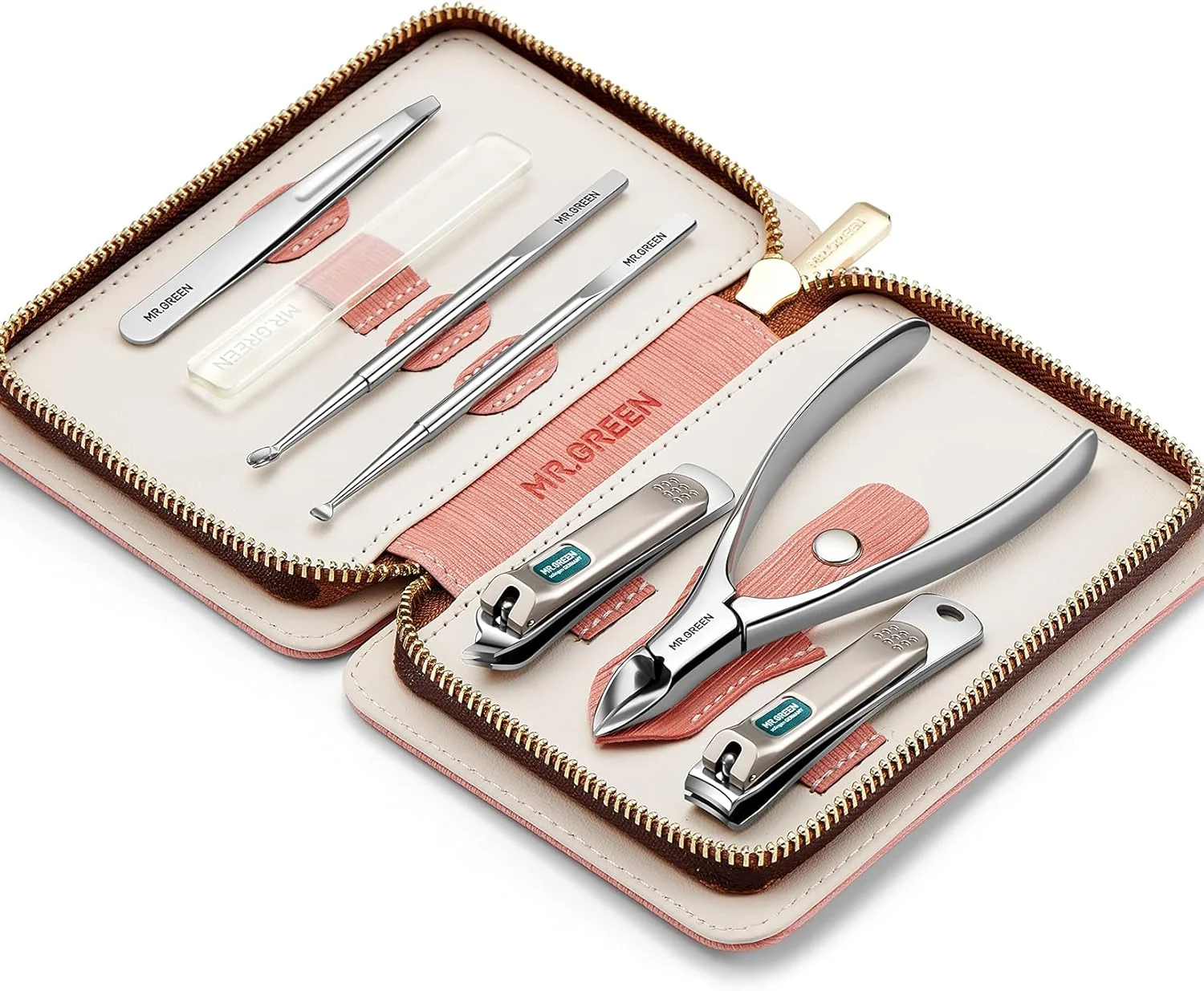ست مانیکور 7 در 1 MR.GREEN، ابزار مراقبت شخصی، ست حرفه ای ناخن گیر استیل ضد زنگ، ست پدیکور، کیت کیف مسافرتی (Mr-6020)