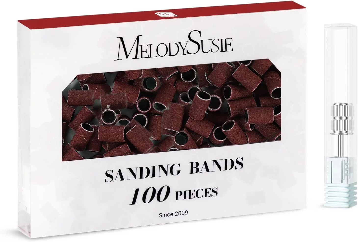 بسته 100 عددی نوارهای سمباده ای حرفه ای مانیکور ناخن ملودی سوزی، درجه زبری 240 به همراه میله