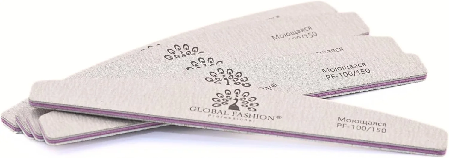 مجموعه سوهان ناخن قابل شستشو حرفه ای گلوبال فشن برای ناخن های طبیعی و اکریلیک: 24 عدد | (100/150)