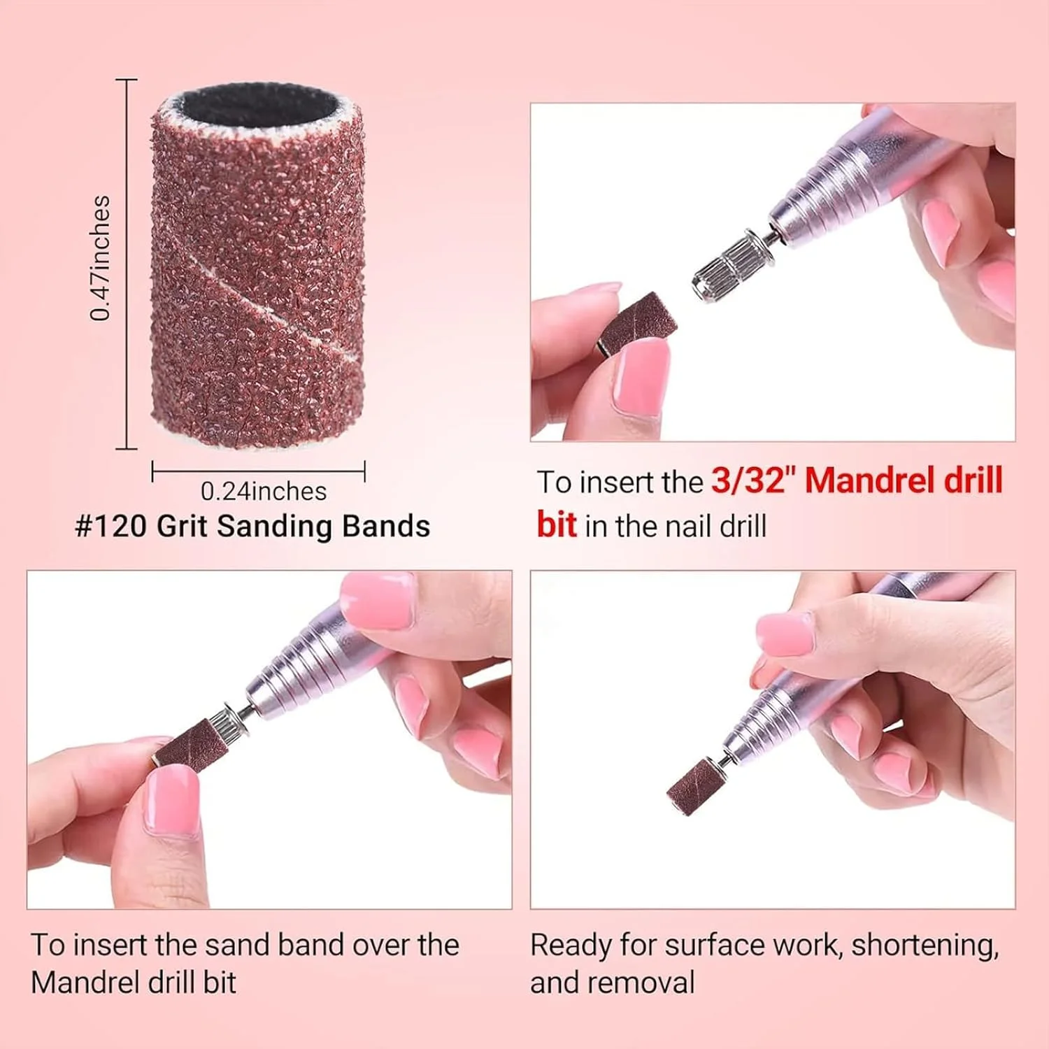 بسته 100 عددی نوارهای سمباده ای حرفه ای MelodySusie برای مانیکور ناخن، درجه زبری 120، مناسب برای دستگاه های مانیکور به همراه میله، قهوه ای