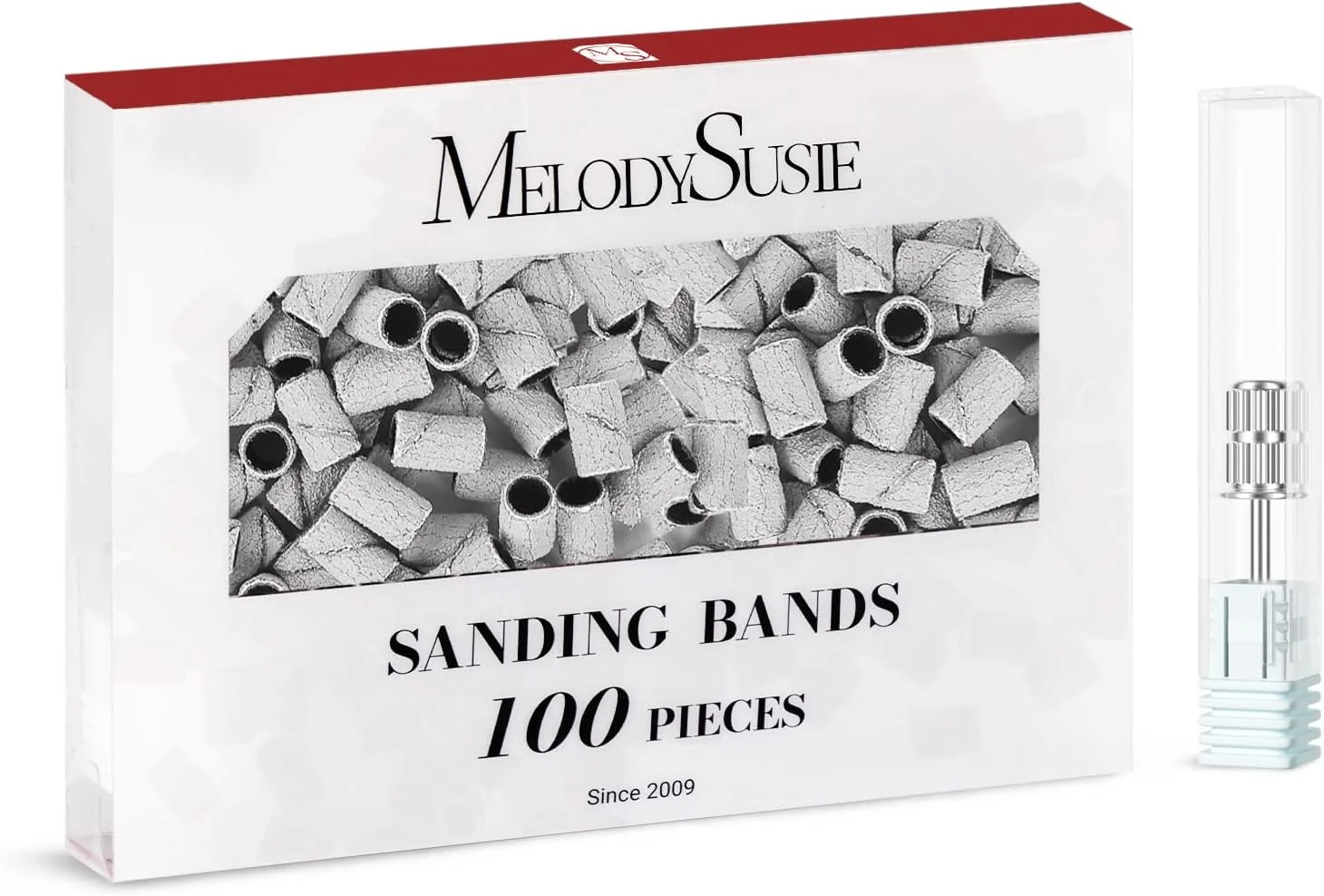 MelodySusie بسته 100 عددی سمباده ناخن حرفه ای، پولیش ناخن، درجه زبری 120، مناسب برای دستگاه مانیکور به همراه میله، خاکستری