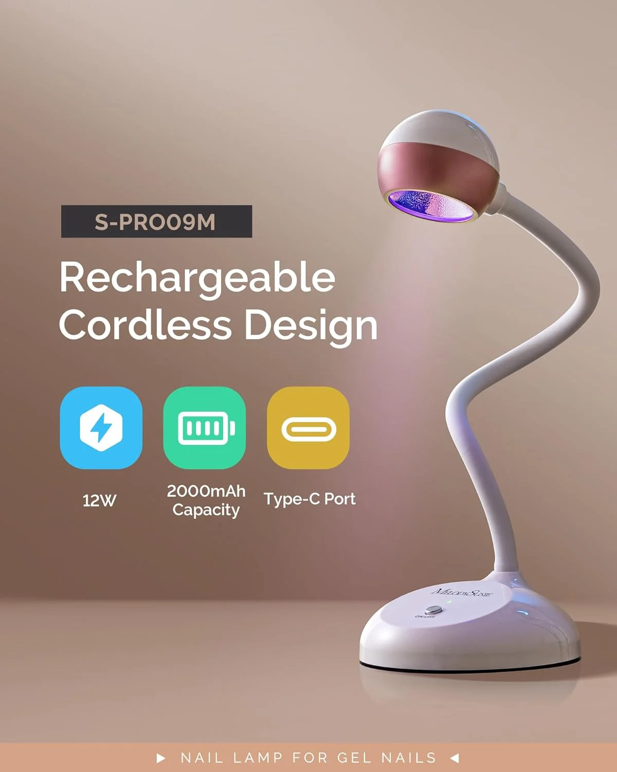 چراغ ژل 2 در 1 MelodySusie، چراغ رومیزی ناخن گردن غازی بی سیم و چراغ UV برای خشک کردن سریع ناخن با فنجان بازتابنده، ابزار حرفه ای طراحی ناخن برای مانیکور، استفاده در سالن