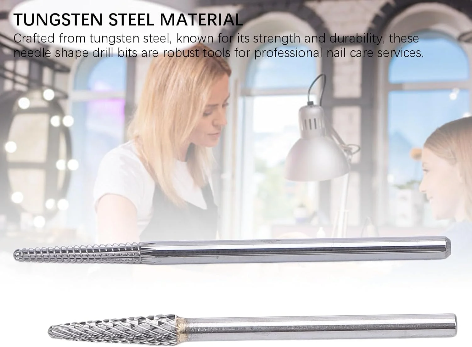 مته های ناخن سوزنی شکل، ابزار حرفه ای طراحی ناخن فولاد تنگستن 3/32 اینچی، 2 عدد مته تمیز کننده کوتیکول ناخن برای مانیکور پدیکور، سالن خانگی