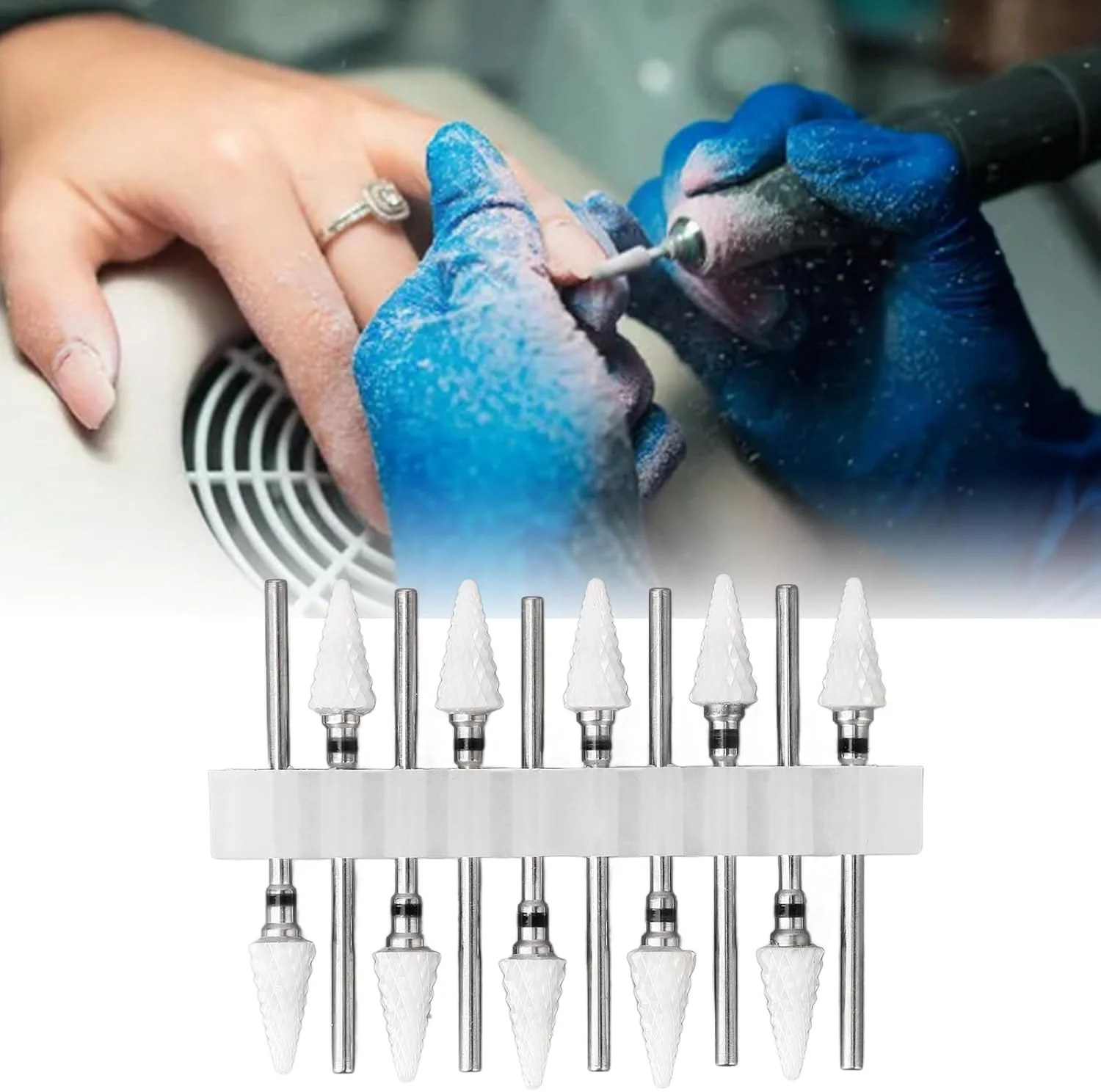 مجموعه ۱۰ عددی سر سوهان ناخن سرامیکی، سوهان ناخن حرفه ای، قابل حمل، سبک وزن، پرداخت کوتیکول برای دستگاه مانیکور و پدیکور برقی اکریلیک (مشکی)