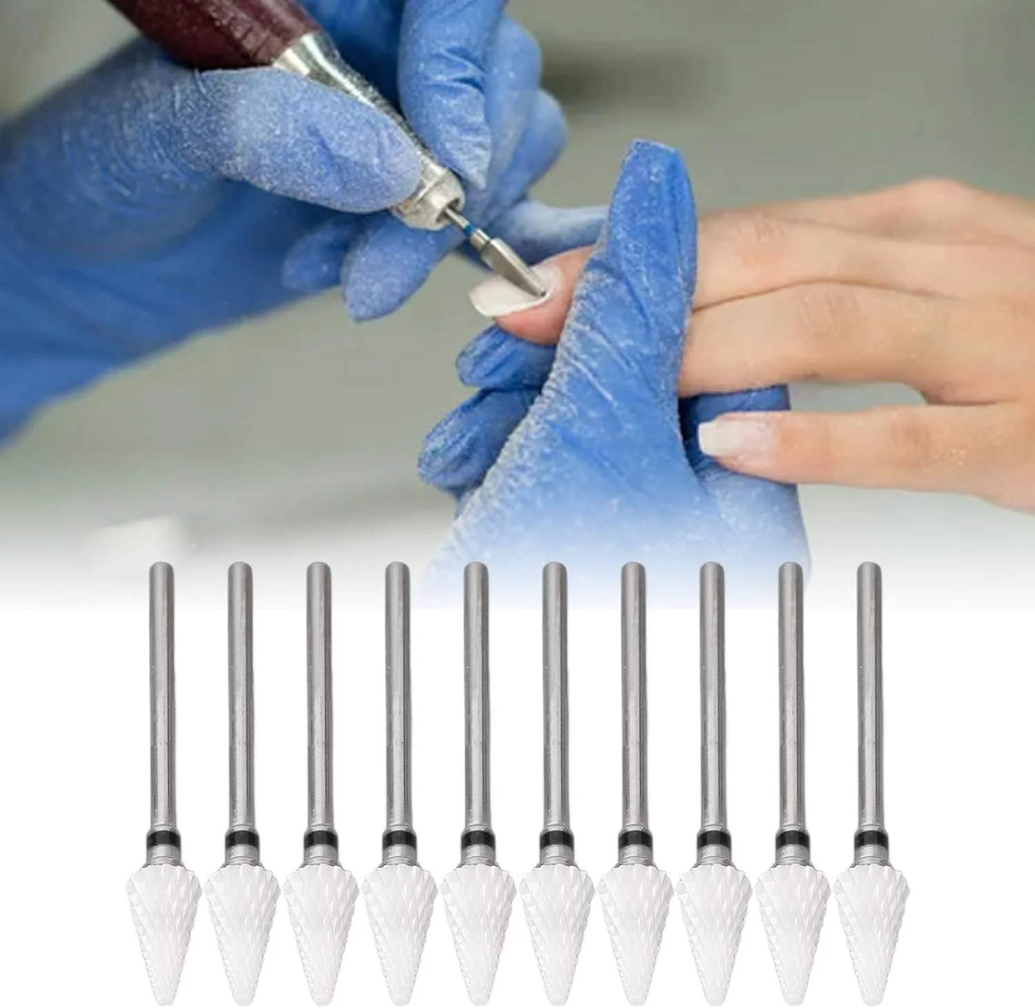 مجموعه ۱۰ عددی سر سوهان ناخن سرامیکی، سوهان ناخن حرفه ای، قابل حمل، سبک وزن، پرداخت کوتیکول برای دستگاه مانیکور و پدیکور برقی اکریلیک (مشکی)