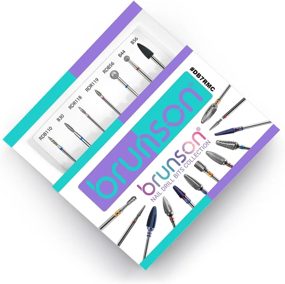 مجموعه ۷ عددی سر سوهان ناخن برانسون - کیت حرفه ای سر سوهان کوتیکول سایز ۳/۳۲ اینچ برای سوهان برقی، ناخن های ژلیش، دیپ، روکش و ژل - ابزار مانیکور و پدیکور