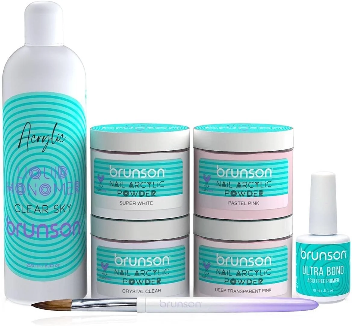 ست ناخن اکریلیک برانسون با پودر اکریلیک مونومر ناخن، تزئینات هنری ناخن براق، ست مانیکور ژل DIY حرفه ای