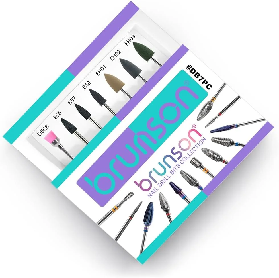 مجموعه ۷ عددی سر سوهان ناخن برانسون – کیت حرفه ای سر سوهان کوتیکول سایز ۳/۳۲ اینچ برای دستگاه ای-فایل، ناخن های ژلی آکریلیک، دیپ، روکش و ژل – ابزار مانیکور و پدیکور
