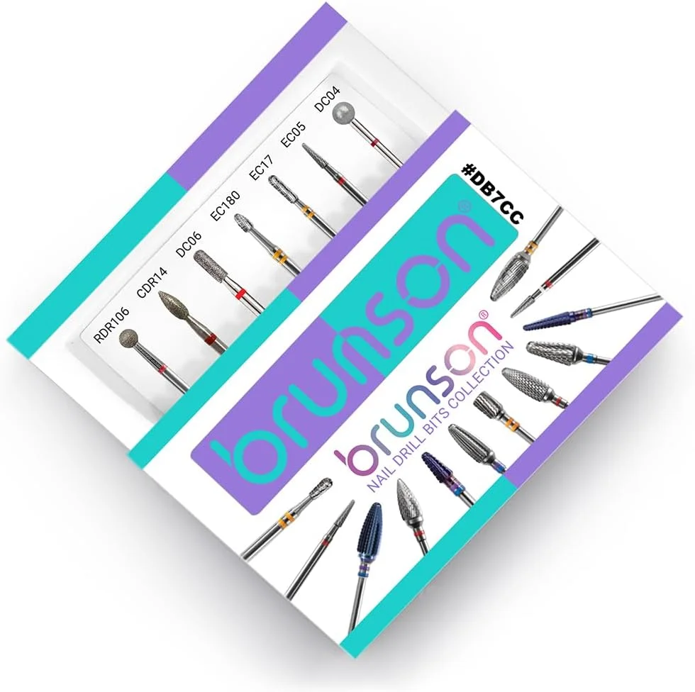 مجموعه ۷ عددی سر سوهان ناخن برانسون – کیت حرفه ای سر سوهان کوتیکول سایز ۳/۳۲ اینچ برای ای-فایل، ناخن های ژلیش، دیپ، روکش و ژل – ابزار مانیکور و پدیکور