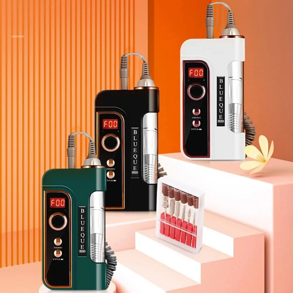 دستگاه سوهان برقی ناخن قابل شارژ و قابل حمل گلوبال فشن (E-File) مناسب استفاده در سالن و منزل - 35000 دور در دقیقه برای مانیکور، پدیکور، برداشتن ژل و اکریلیک، سرعت قابل تنظیم - BLUEQUE-BQ301 (سفید) دستگاه سوهان برقی ناخن قابل شارژ و قابل حمل گلوبال فشن (E-File) مناسب استفاده در سالن و منزل - 35000 دور در دقیقه برای مانیکور، پدیکور، برداشتن ژل و اکریلیک، سرعت قابل تنظیم - BLUEQUE-BQ301 (سفید)