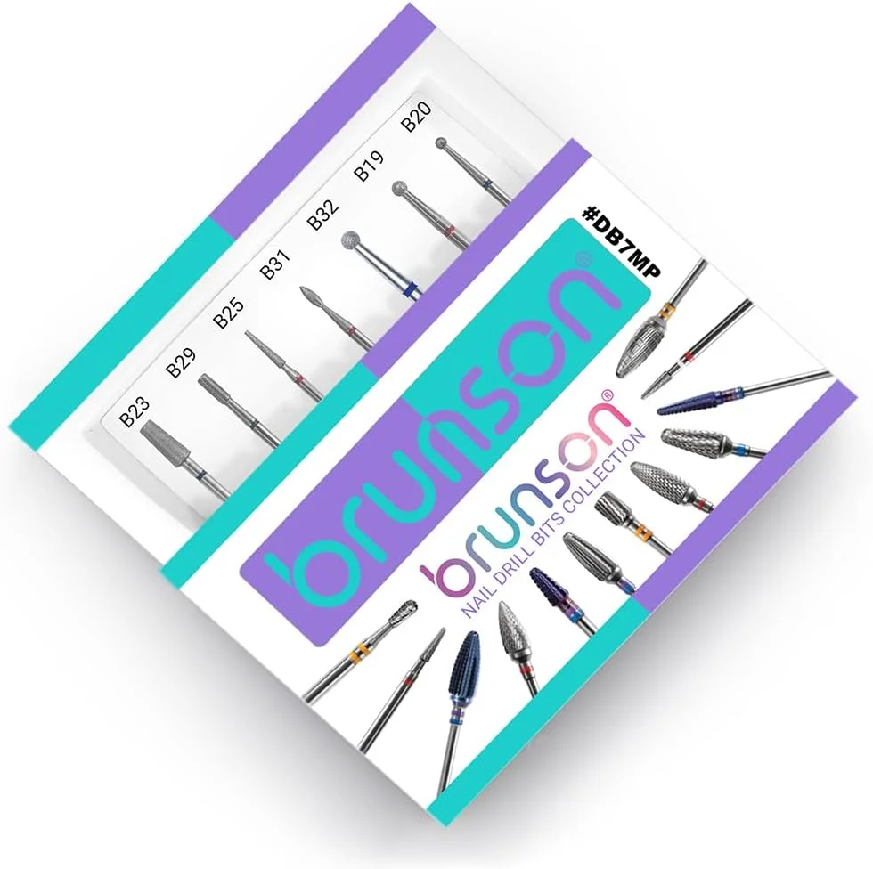 مجموعه ۷ عددی سر سوهان ناخن برانسون - کیت حرفه ای سر سوهان کوتیکول سایز ۳/۳۲ اینچ برای دستگاه سوهان برقی، ناخن های ژلی آکریلیک، دیپ، روکش و ژل - ابزار مانیکور و پدیکور