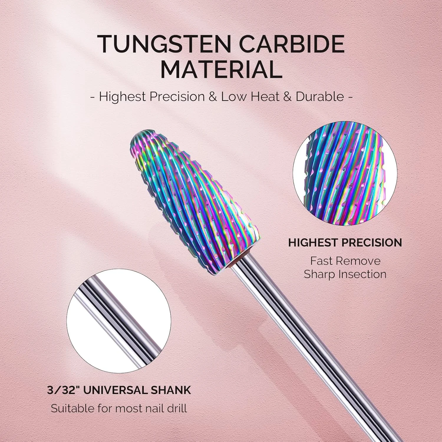 مجموعه ۱۰ عددی سر سوهان ناخن MelodySusie، مجموعه سر سوهان کاربید تنگستن حرفه ای برای پولیش و حذف ناخن های ژلی آکریلیک، مانیکور پدیکور، سایز ۳/۳۲ اینچ، رنگارنگ