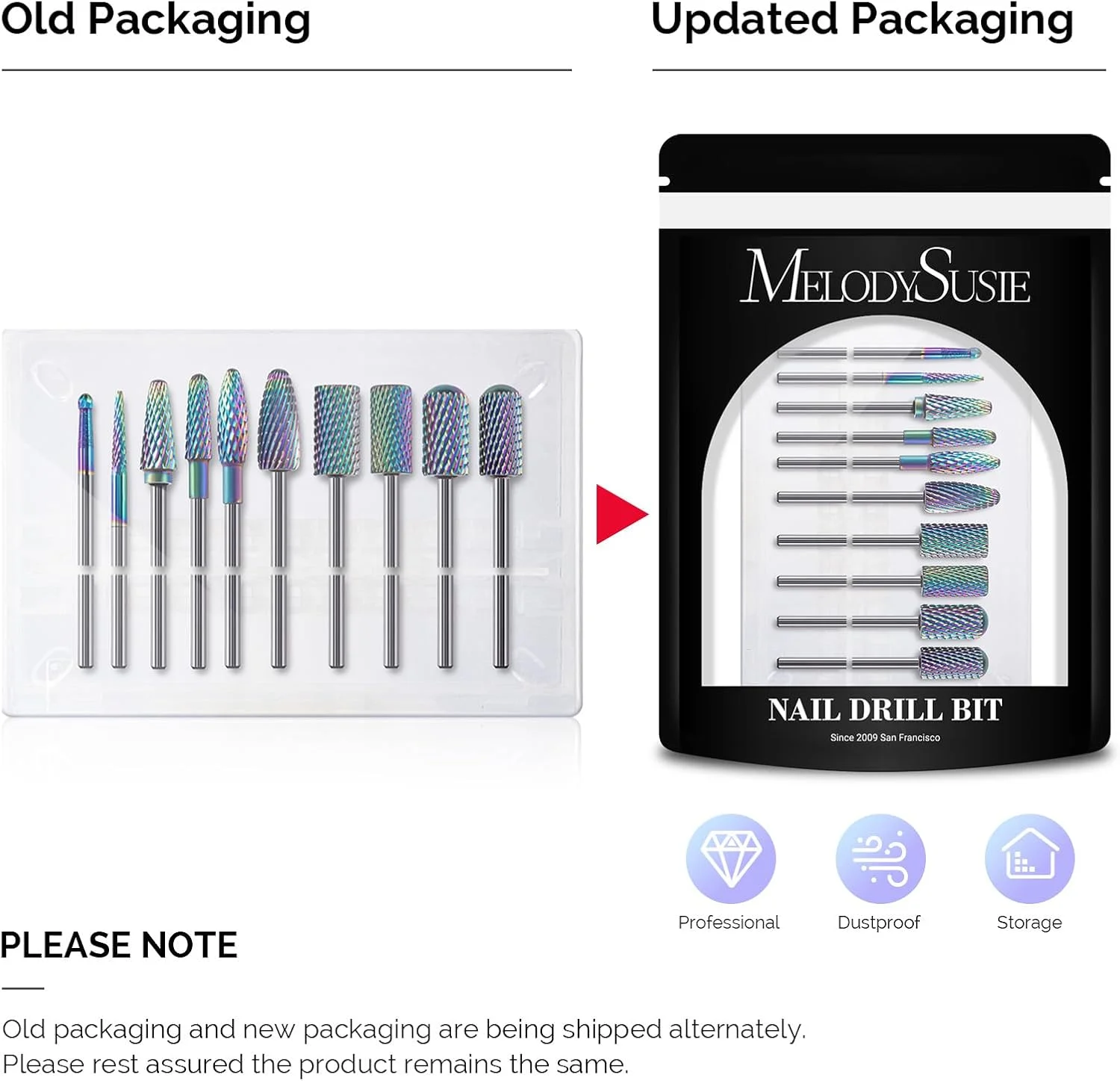 مجموعه ۱۰ عددی سر سوهان ناخن MelodySusie، مجموعه سر سوهان کاربید تنگستن حرفه ای برای پولیش و حذف ناخن های ژلی آکریلیک، مانیکور پدیکور، سایز ۳/۳۲ اینچ، رنگارنگ