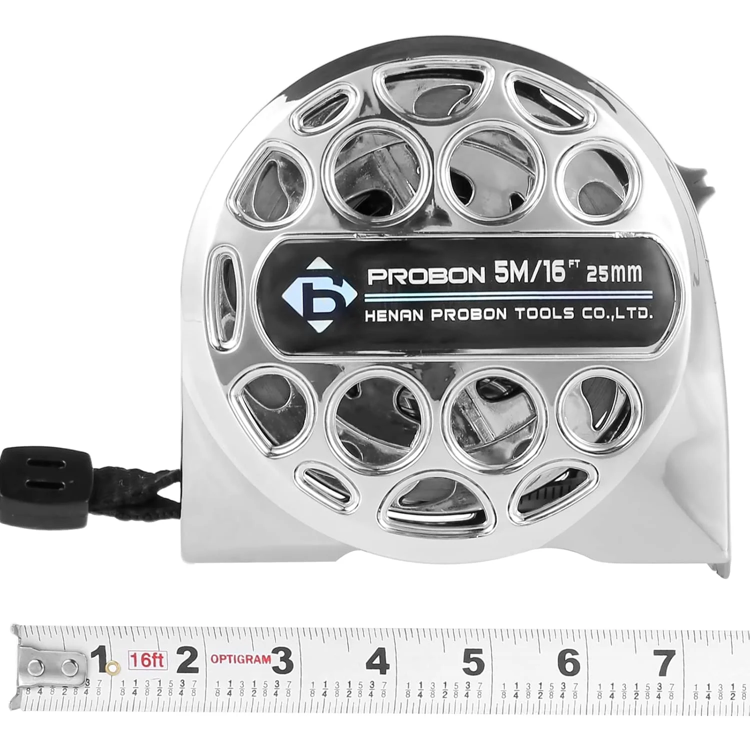 متر نواری جمع شونده 5 متری/16 فوتی ضد زنگ، مقاوم در برابر خوردگی، مقاوم در برابر سایش، مقیاس دو طرفه، طراحی توخالی، قفل خودکار (5 متری)