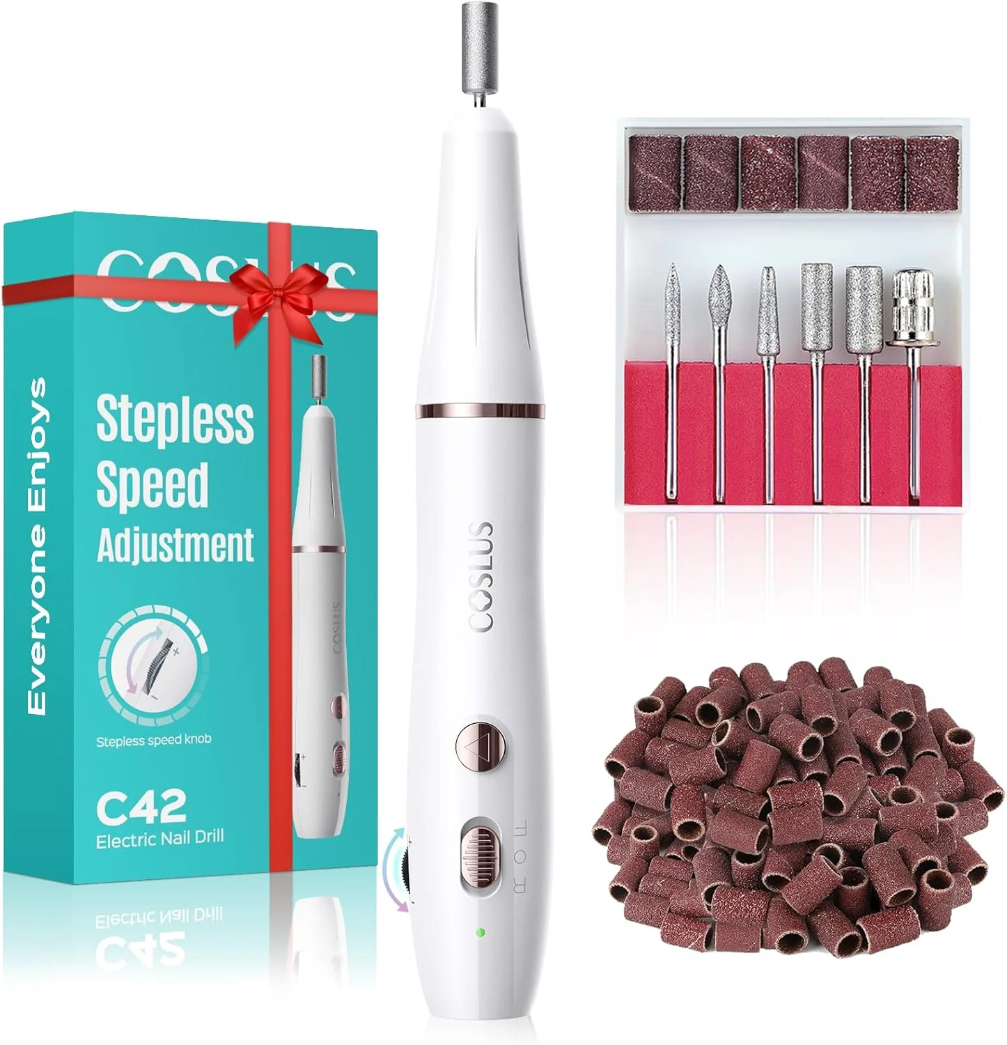 دستگاه سوهان برقی ناخن بی سیم COSLUS: حرفه ای برای ناخن های پودری آکریلیک ژل، کیت دستگاه سوهان ناخن قابل حمل، سفید