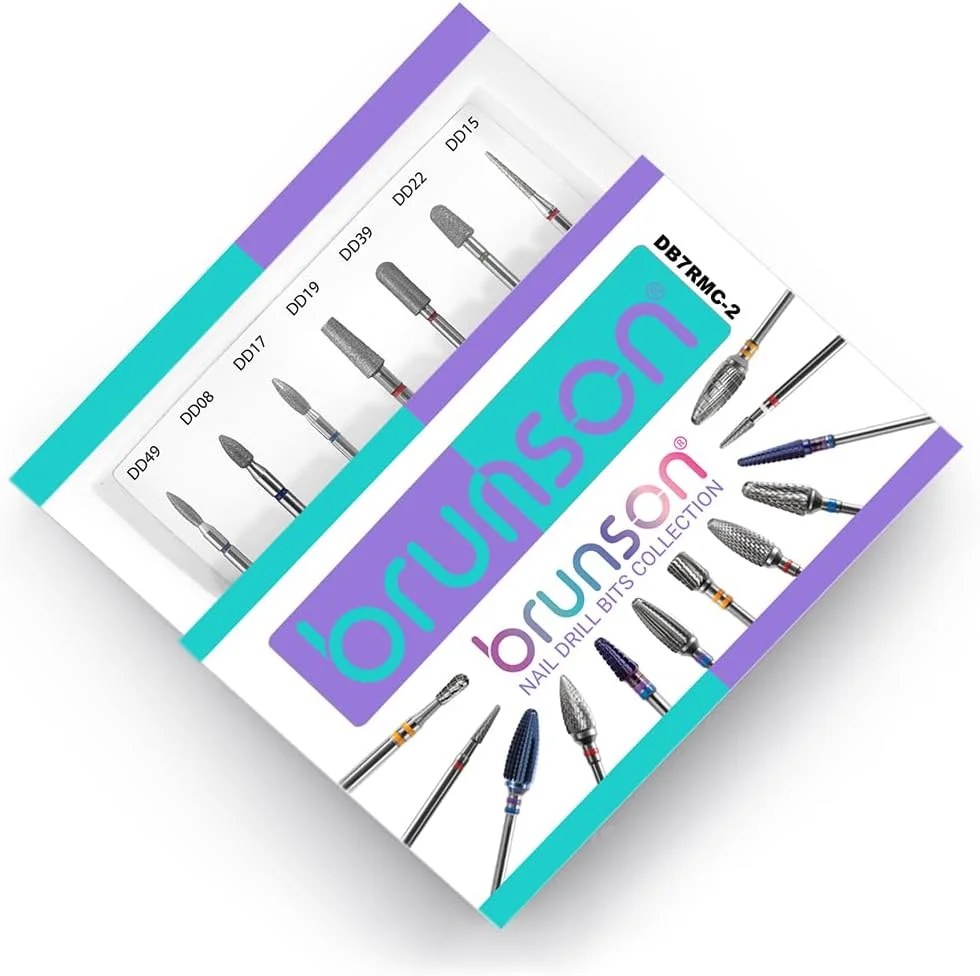 مجموعه ۷ عددی سر سوهان ناخن برونسون – کیت حرفه ای سر سوهان کوتیکول سایز ۳/۳۲ اینچ برای دستگاه سوهان برقی، ناخن های ژلیش، دیپ، روکش و ژل – ابزار مانیکور و پدیکور