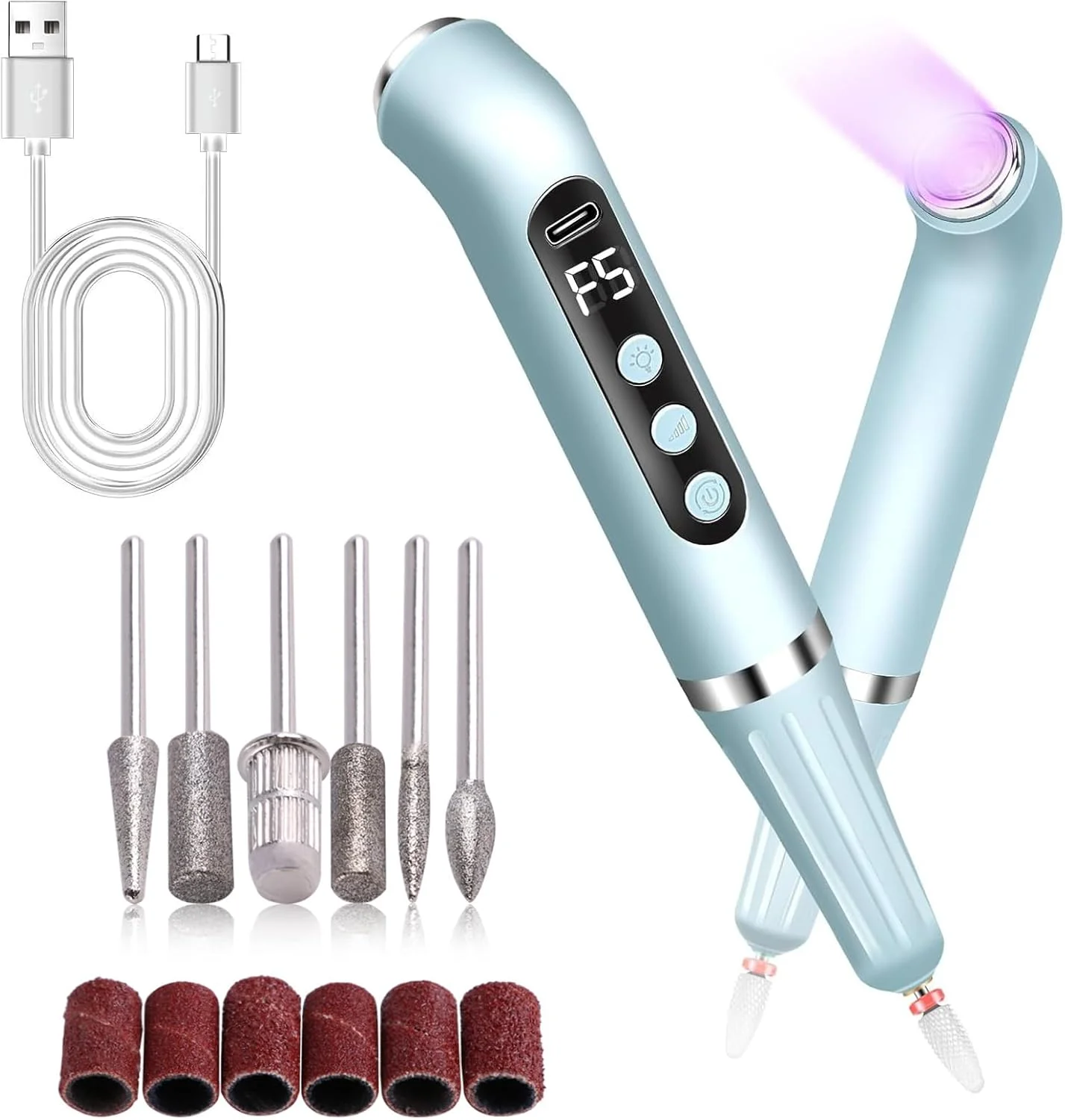 دستگاه پولیش ناخن برقی NALACAL با لامپ UV ناخن، دستگاه سوهان برقی ناخن حرفه ای 2 در 1 بدون سیم برای ناخن، قابل حمل برای پولیش ناخن اکریلیک، خشک کردن ژل ناخن، مانیکور و پدیکور