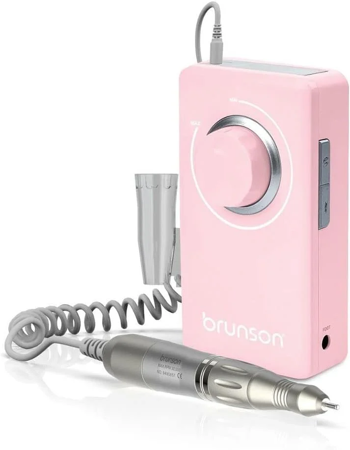 دستگاه سوهان برقی ناخن قابل حمل برونسون، ست سوهان برقی ناخن حرفه ای 30000 دور در دقیقه، مناسب برای ناخن های اکریلیک، ناخن های ژلی، مانیکور، پدیکور، دستگاه پولیش برای استفاده در منزل و سالن به همراه پدال پایی
