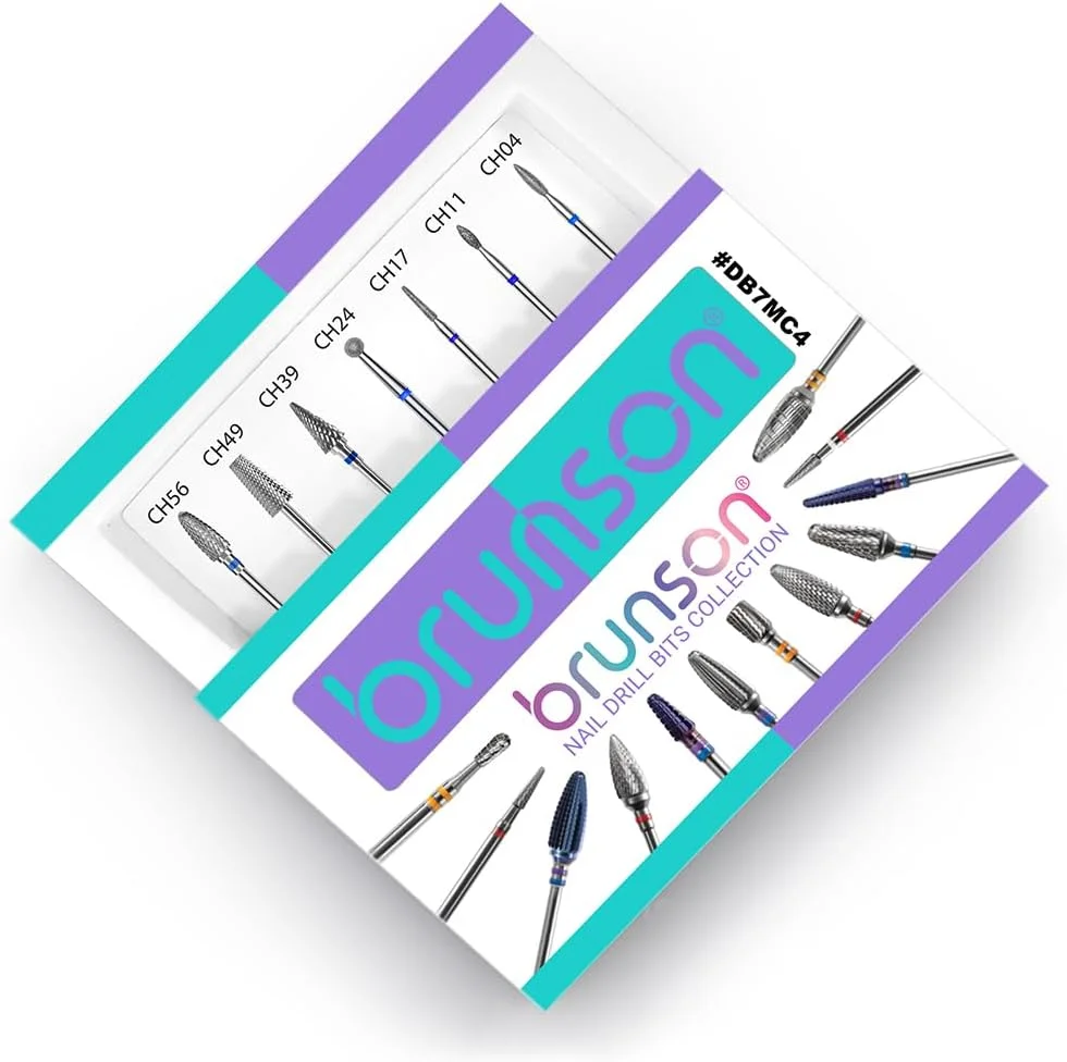 مجموعه ۷ عددی سر سوهان ناخن برانسون - سایز ۳/۳۲ اینچ، کیت حرفه ای سر سوهان کوتیکول برای دستگاه سوهان برقی، ناخن های ژلیش، دیپ، روکش و ژل - ابزار مانیکور و پدیکور