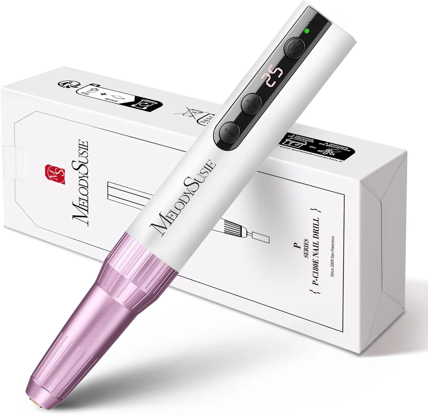 دستگاه سوهان برقی ناخن بی سیم MelodySusie مدل PC180E با سرعت 25000 دور در دقیقه، به همراه سری های سوهان و نوارهای سمباده برای استفاده خانگی