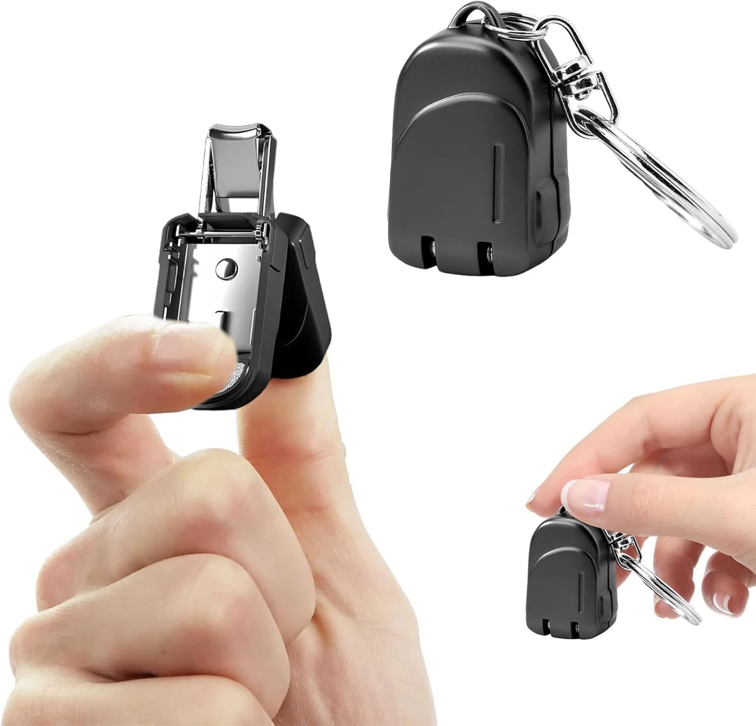 ست ناخن گیر مسافرتی، مینی ناخن گیر برای ناخن های پا و دست، ابزار مانیکور/پدیکور تیز و قابل حمل با روکش محافظ، طراحی جمع و جور برای استفاده در خانه و مسافرت (مشکی)