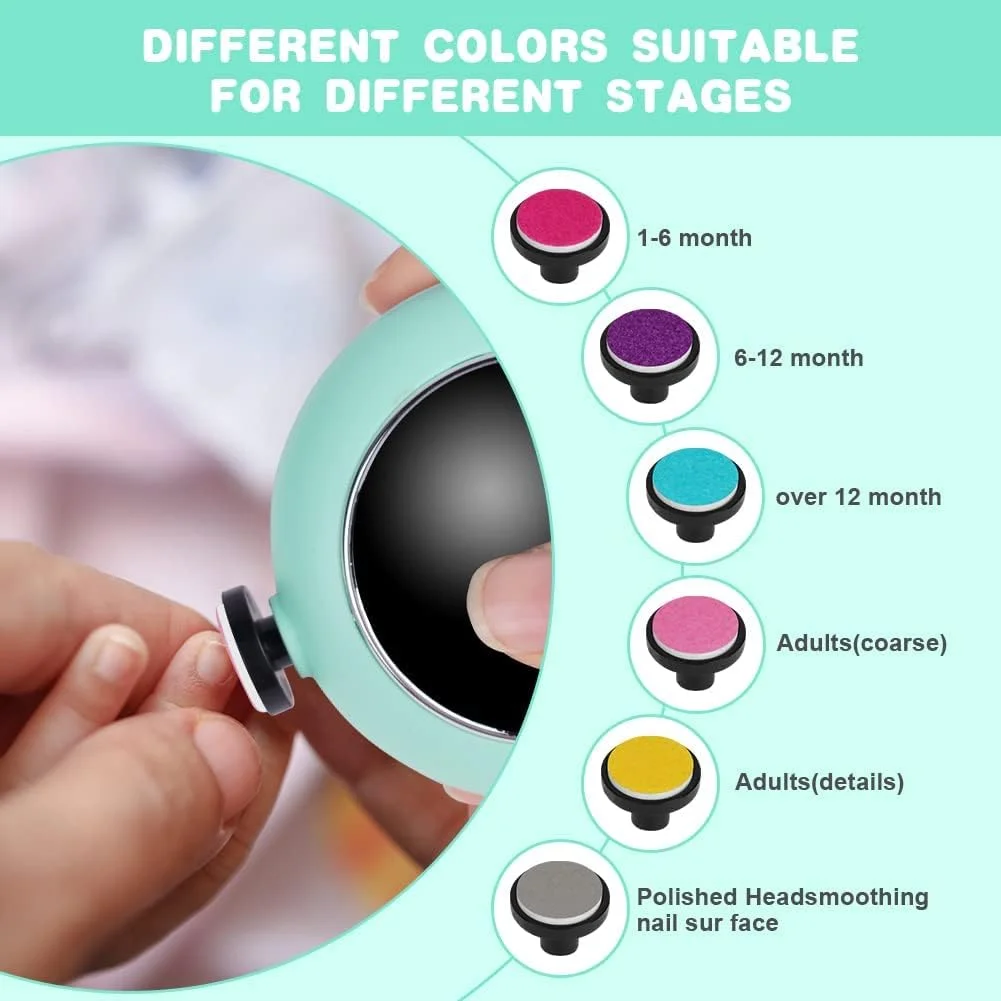 سوهان ناخن برقی کودک، ست مانیکور و پدیکور ناخن کودک 6 در 1، ست پیرایش و پولیش ناخن برای نوزاد، کودک نوپا یا بزرگسالان، سبز سوهان ناخن برقی کودک، ست مانیکور و پدیکور ناخن کودک 6 در 1، ست پیرایش و پولیش ناخن برای نوزاد، کودک نوپا یا بزرگسالان، سبز