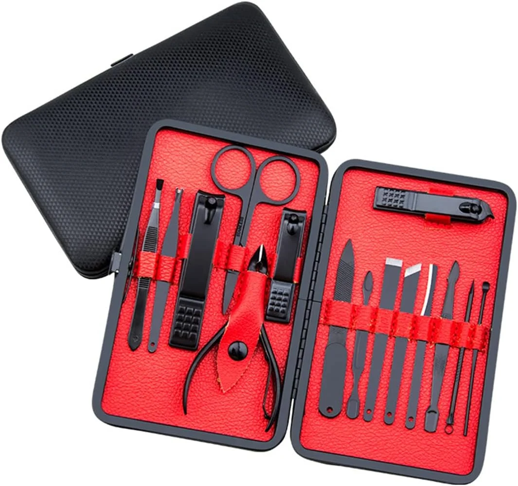 ست مانیکور و پدیکور استیل ضد زنگ لوکس با قیچی و نیپر کوتیکول - کیف چرمی مناسب مسافرت برای آقایان و بانوان