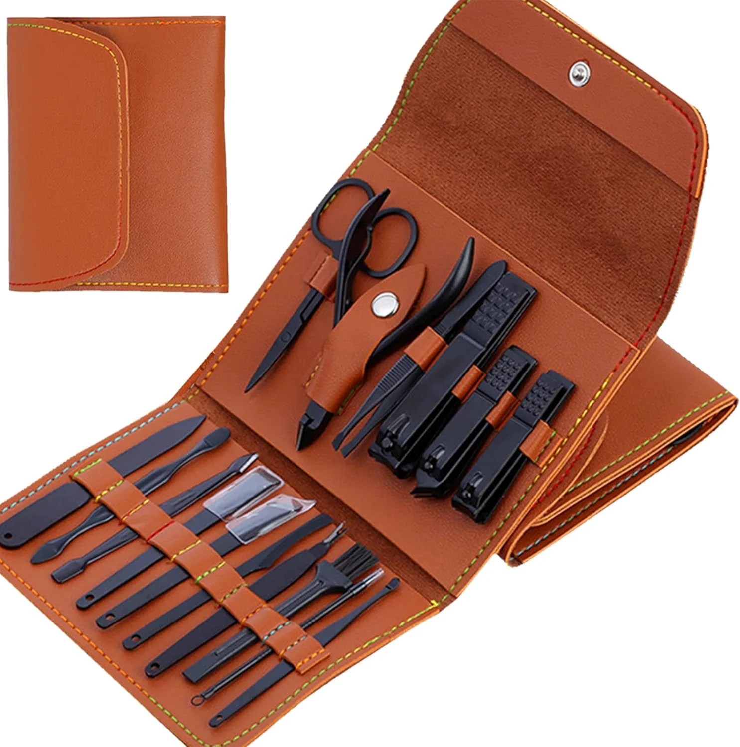 ست مانیکور حرفه ای استیل ضد زنگ NALACAL، 16 تکه با کیف چرمی PU، ابزار مراقبت شخصی، هدیه برای مردان و زنان