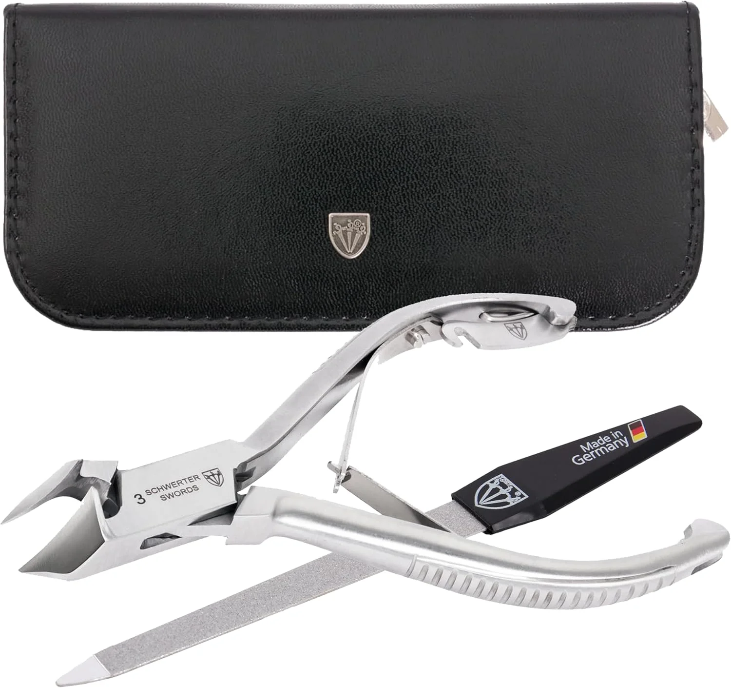 ست حرفه ای قیچی ناخن پا 3 Swords Germany - کیفیت عالی، شامل قیچی موجی استیل، سرِ کاتر، سوهان ناخن به همراه کیف مخصوص ناخن های فرورفته، مانیکور و پدیکور از 3 Swords (196)