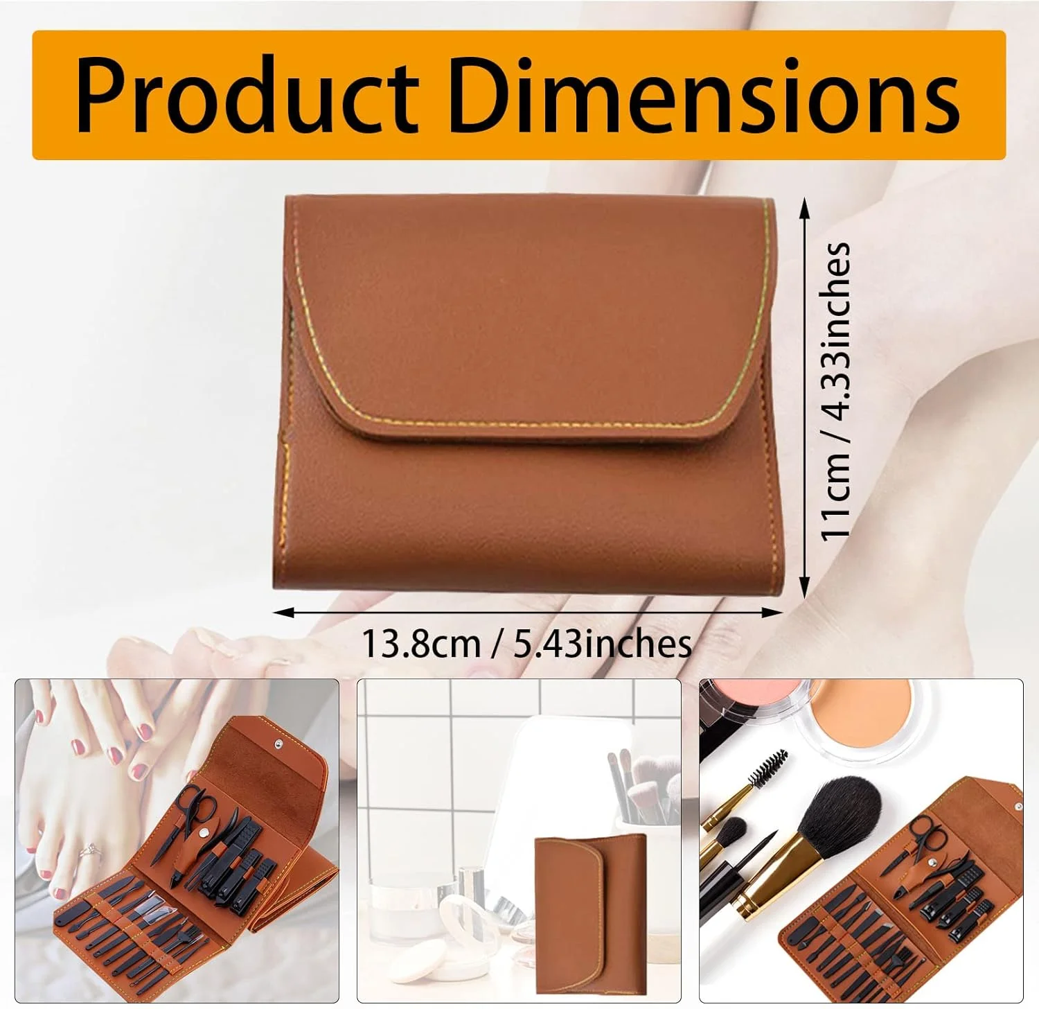 ست مانیکور حرفه ای استیل ضد زنگ NALACAL، 16 تکه با کیف چرمی PU، ابزار مراقبت شخصی، هدیه برای مردان و زنان