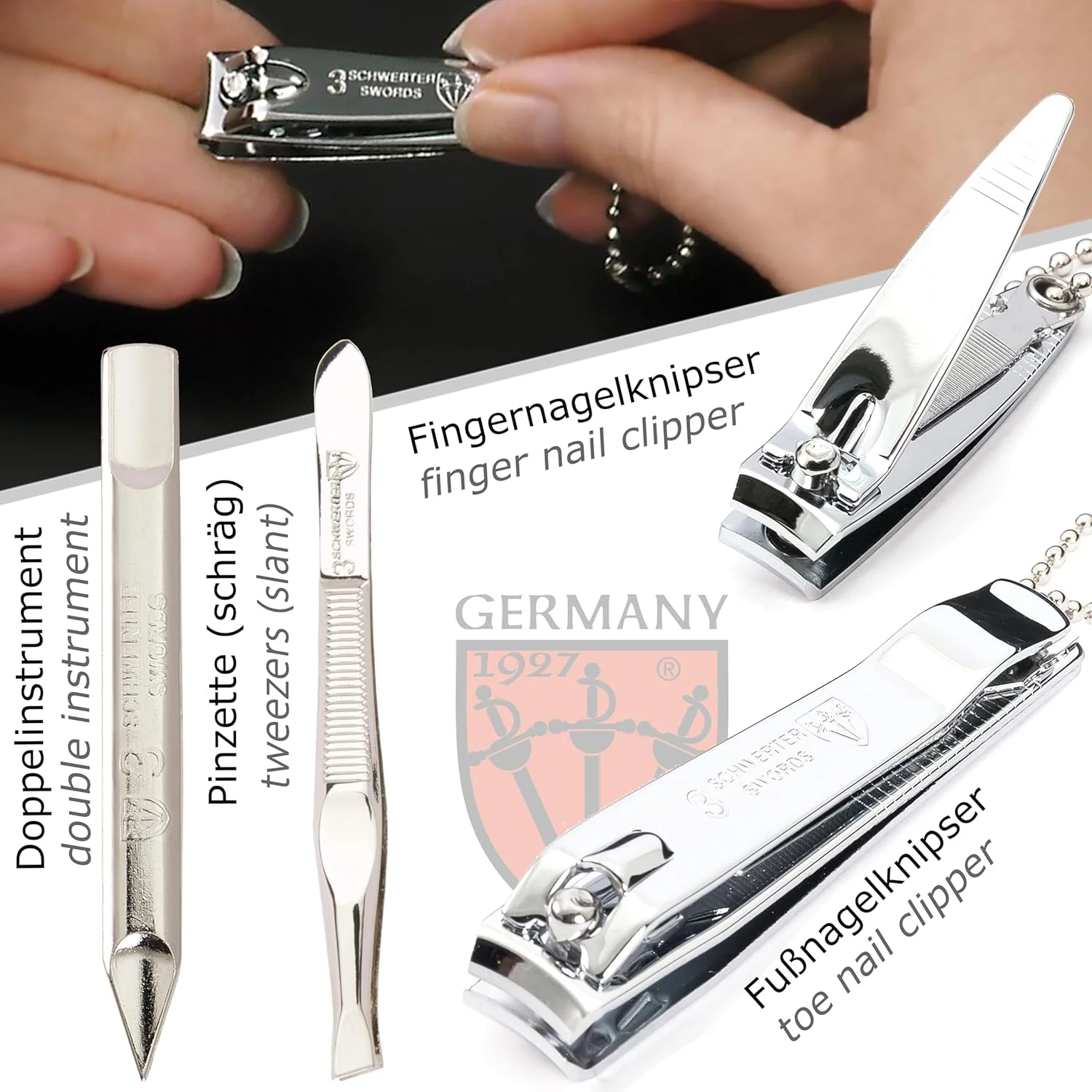 ست مانیکور و پدیکور 6 تکه 3 Swords Germany - کیفیت عالی، مناسب برای مراقبت حرفه ای ناخن با کیف چرمی اصل - ساخت آلمان