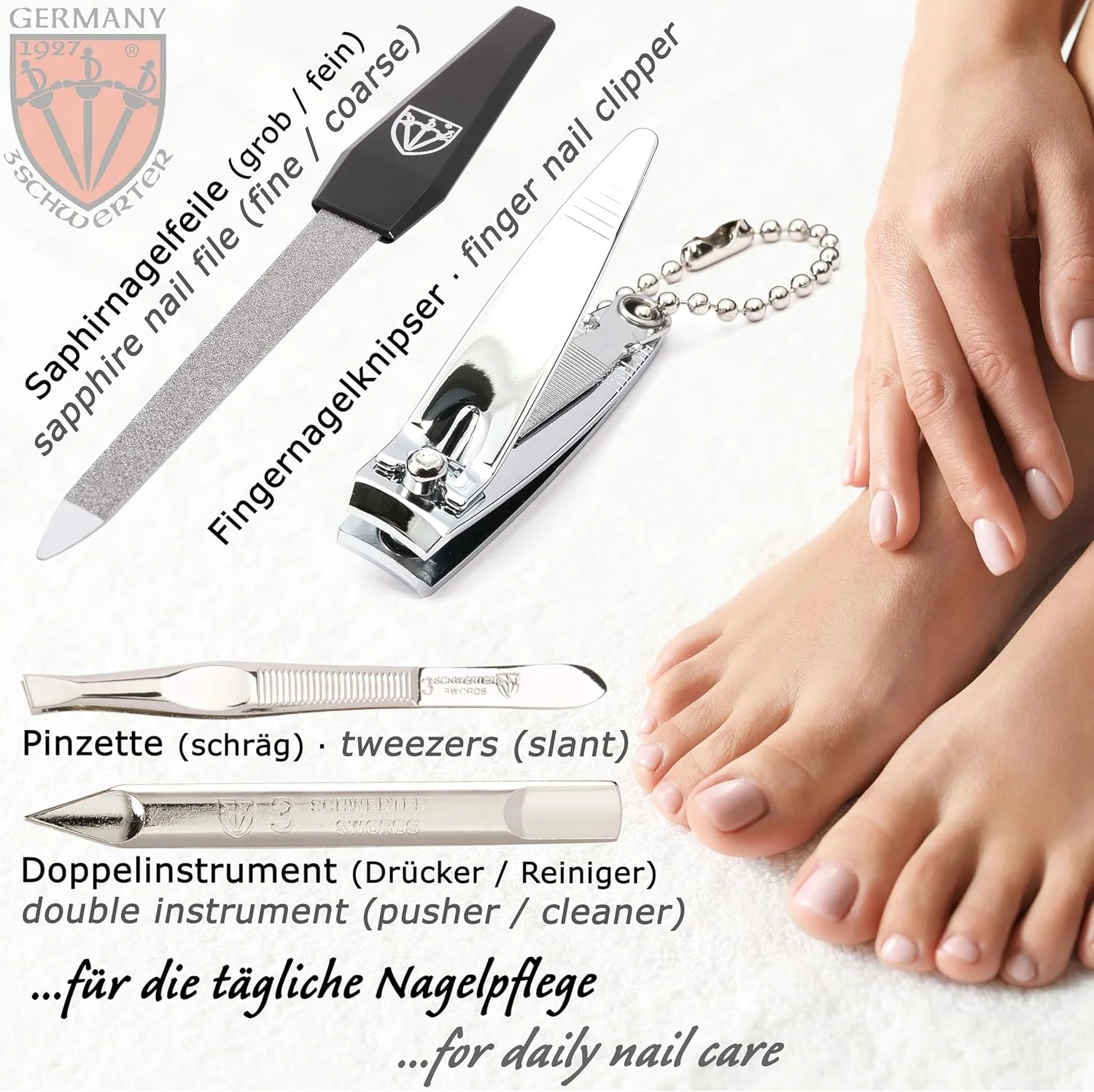 ست مانیکور و پدیکور 6 تکه با کیفیت عالی از تری سورز آلمان، مناسب برای مراقبت حرفه ای از ناخن های دست و پا به همراه کیف چرمی مصنوعی - ساخت آلمان - مشکی ست مانیکور و پدیکور 6 تکه با کیفیت عالی از تری سورز آلمان، مناسب برای مراقبت حرفه ای از ناخن های دست و پا به همراه کیف چرمی مصنوعی - ساخت آلمان - مشکی