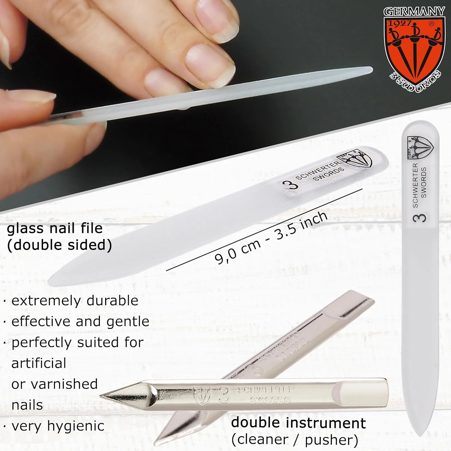 ست مانیکور و پدیکور 6 تکه 3 Swords آلمان - کیفیت عالی - شامل قیچی، سوهان ناخن فلزی و شیشه ای، ناخن گیر، موچین با کیف چرمی مصنوعی - مشکی