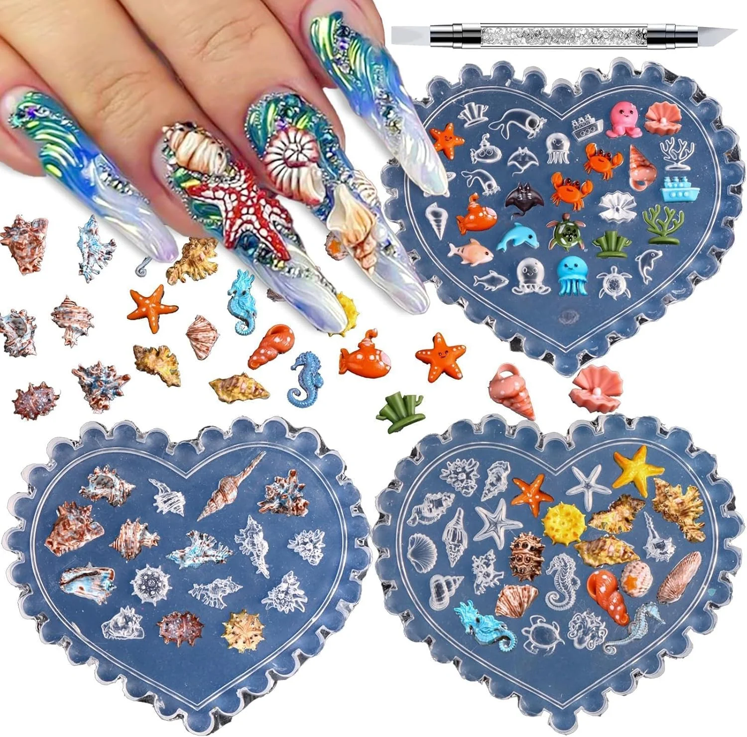 قالب سیلیکونی ناخن اقیانوسی KASTWAVE، مجموعه قالب هنر ناخن با طرح صدف، ستاره دریایی، حلزون، اسب دریایی، زندگی دریایی، قالب سیلیکونی هنر ناخن ژل سه بعدی برای مانیکور DIY تابستانی بانوان قالب سیلیکونی ناخن اقیانوسی KASTWAVE، مجموعه قالب هنر ناخن با طرح صدف، ستاره دریایی، حلزون، اسب دریایی، زندگی دریایی، قالب سیلیکونی هنر ناخن ژل سه بعدی برای مانیکور DIY تابستانی بانوان