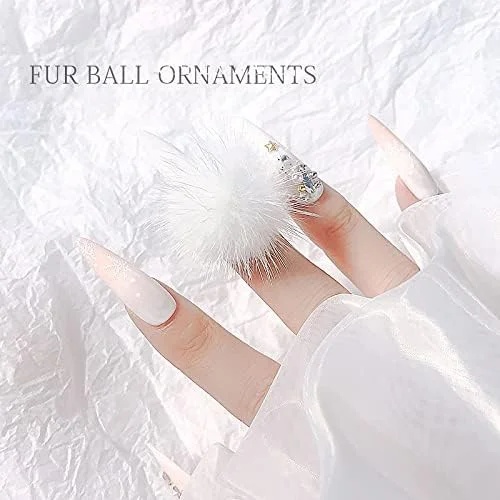 توپک های مخملی ناخن، تزئینات سه بعدی کرکی برای طراحی ناخن، آویزهای مخملی جداشدنی برای دختران و بانوان، ۱۲ رنگ، ۱ جعبه