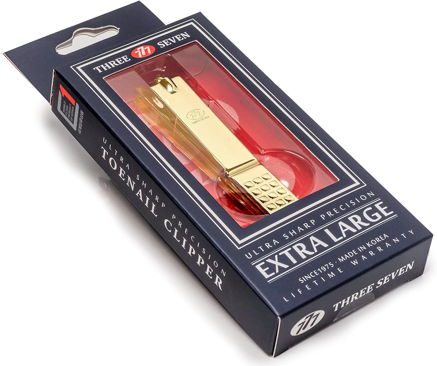 ناخن گیر کره ای | شماره 1 جهان. سه هفت (777) فوق العاده تیز، بادوام، ناخن گیر بزرگ پا (P130G) ساخت کره، از سال 1975، نقره ای طلایی