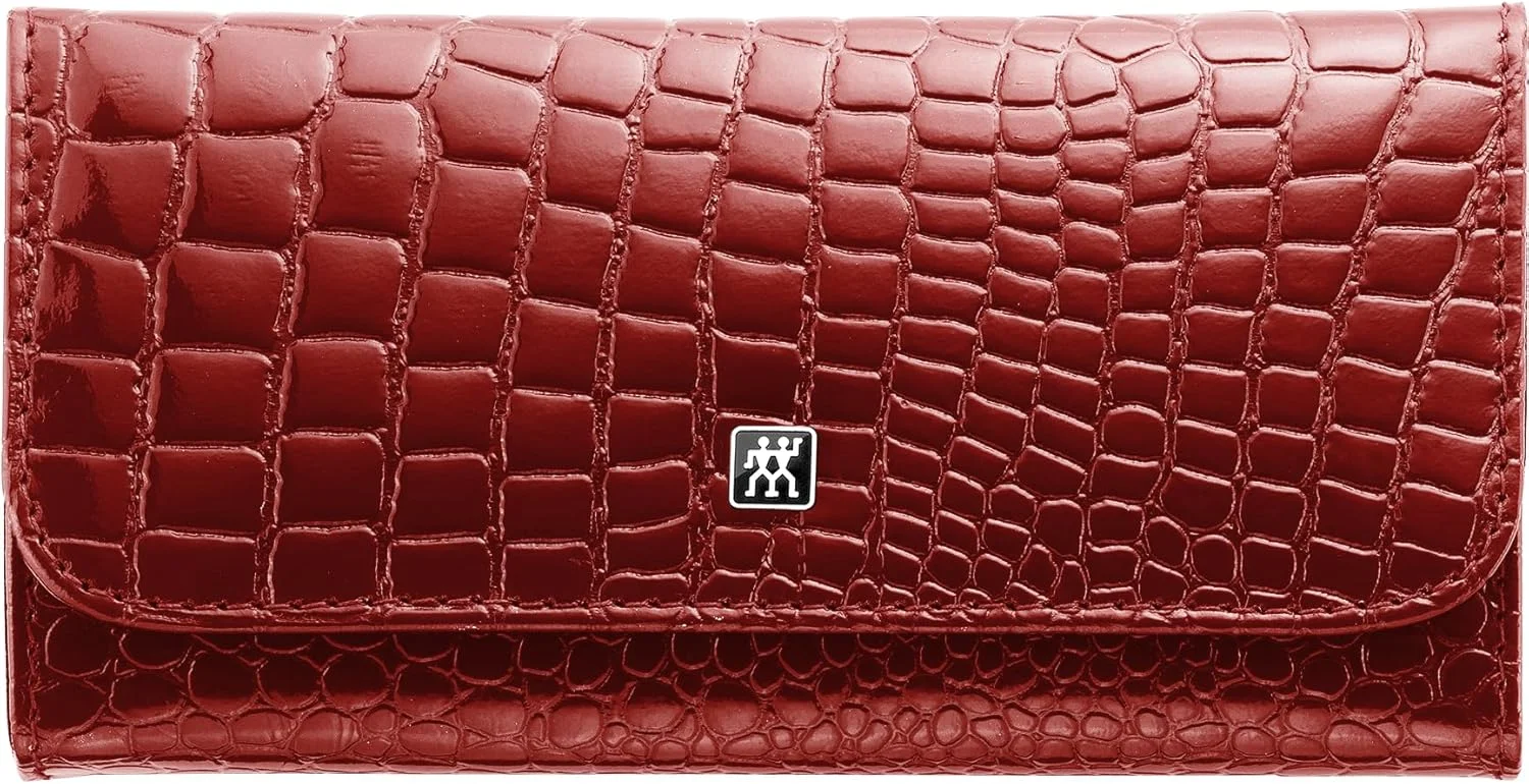 ست مانیکور و پدیکور ZWILLING با روکش چرم گاوی استیل ضد زنگ طرح کروکودیل 5 تکه قرمز