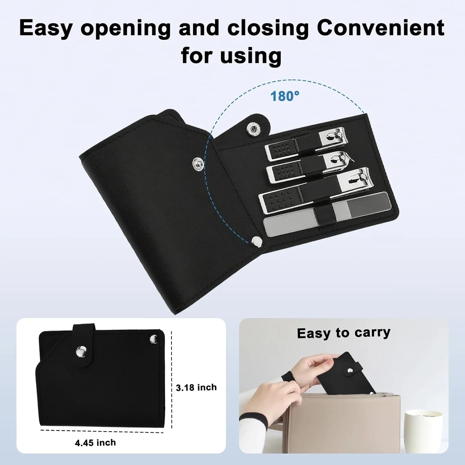 ست حرفه ای ۴ تکه مراقبت از ناخن، شامل ناخن گیر و سوهان استیل ضد زنگ بسیار تیز برای آقایان و بانوان، به همراه ابزار از بین بردن پوست های اضافه