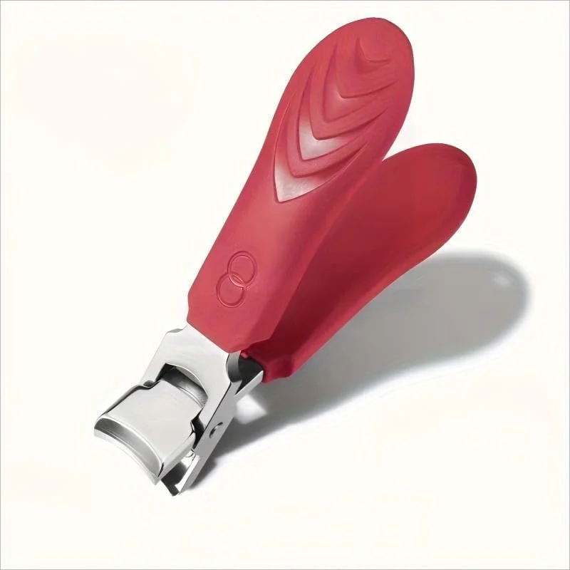 ناخن گیر با دهانه پهن و ضد پاشش، ناخن گیر تیغه صاف و مقاوم برای ناخن های ضخیم پا، ناخن گیر حرفه ای استیل ضد زنگ برای ناخن های دست و پای سالمندان، آقایان و بانوان (قرمز)