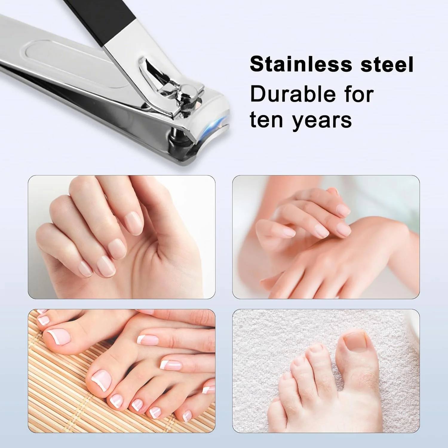 ست حرفه ای ۴ تکه مراقبت از ناخن، شامل ناخن گیر و سوهان استیل ضد زنگ بسیار تیز برای آقایان و بانوان، به همراه ابزار از بین بردن پوست های اضافه