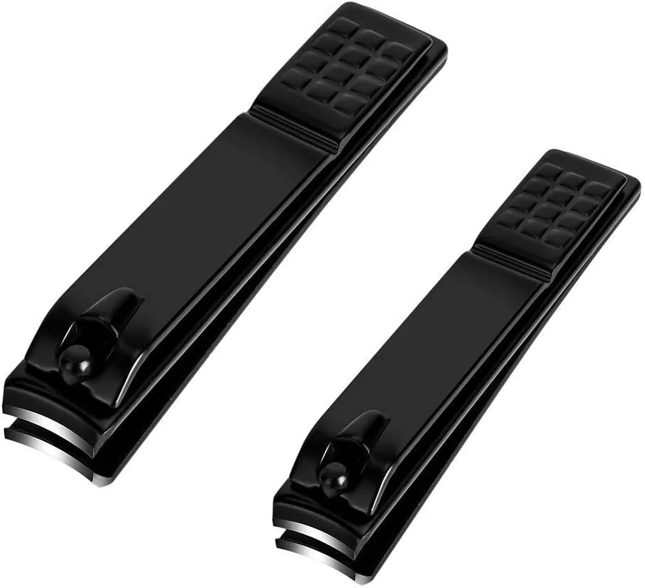 ست دو عددی ناخن گیر فلزی مشکی - ناخن گیر انگشتان پا و دست، جمع و جور و قابل حمل برای استفاده روزانه - ابزار بادوام استیل ضد زنگ برای مانیکور و پدیکور