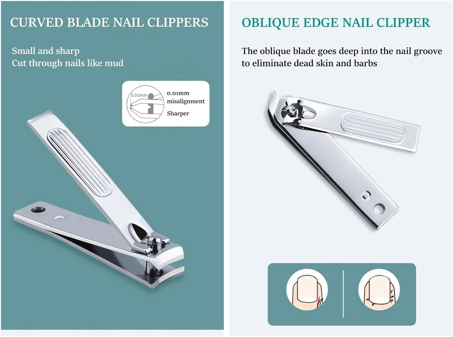 ست ناخن گیر، 6 تکه ناخن گیر پا، ناخن گیر استیل ضد زنگ و ست مانیکور چرمی PU، ایده های هدیه کیت مسافرتی لوازم ضروری کیف پول