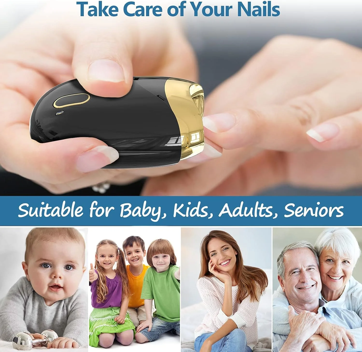 ناخن گیر برقی اتوماتیک MAKINGTEC با چرخ سنباده، محفظه نگهداری خرده ناخن، بدون آسیب به ناخن، ماشین اصلاح ناخن برقی ایمن (مشکی)