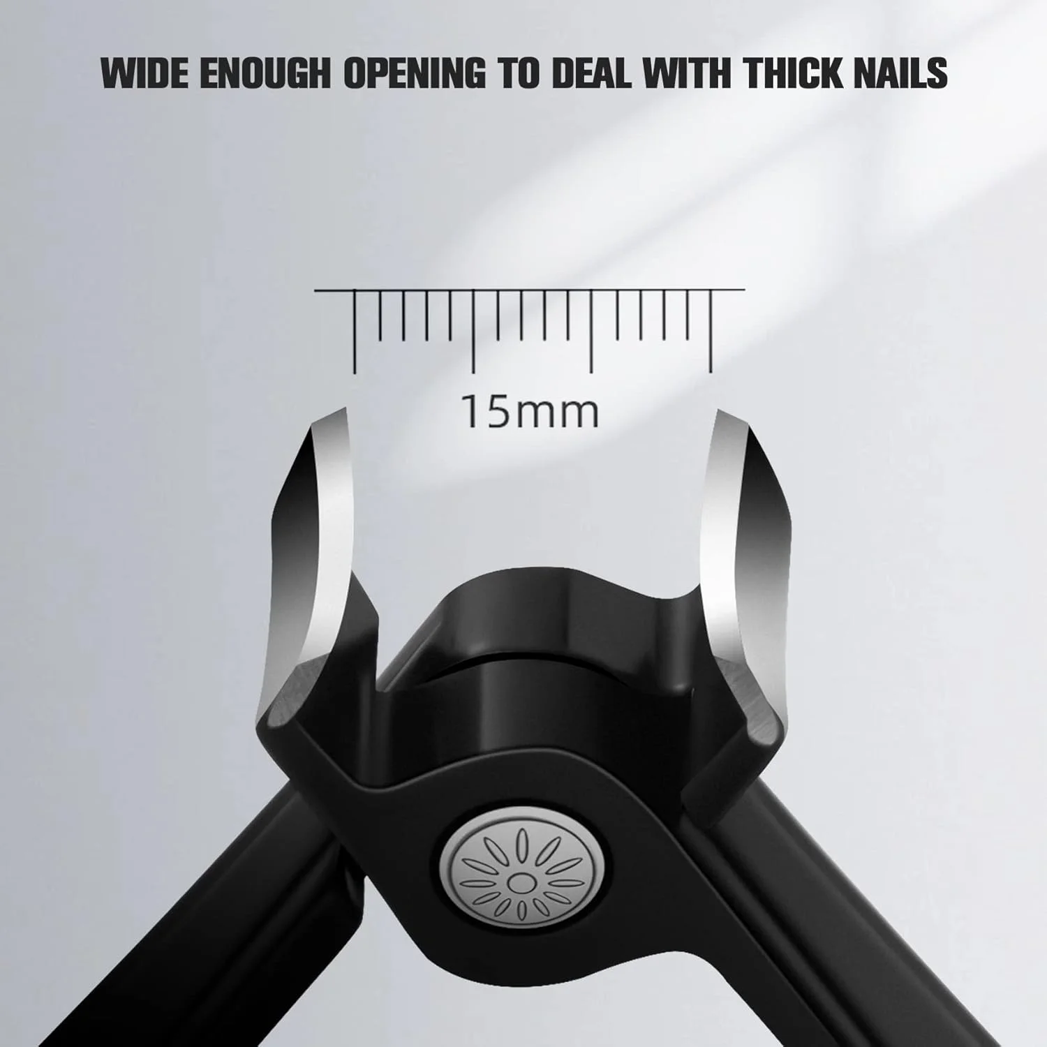 ناخن گیر بزرگ FERYES برای ناخن های ضخیم به همراه سوهان فلزی - ناخن گیر با دهانه 15 میلی متری برای ناخن های سفت - ناخن گیر استیل ضد زنگ برای سالمندان، آقایان و بانوان