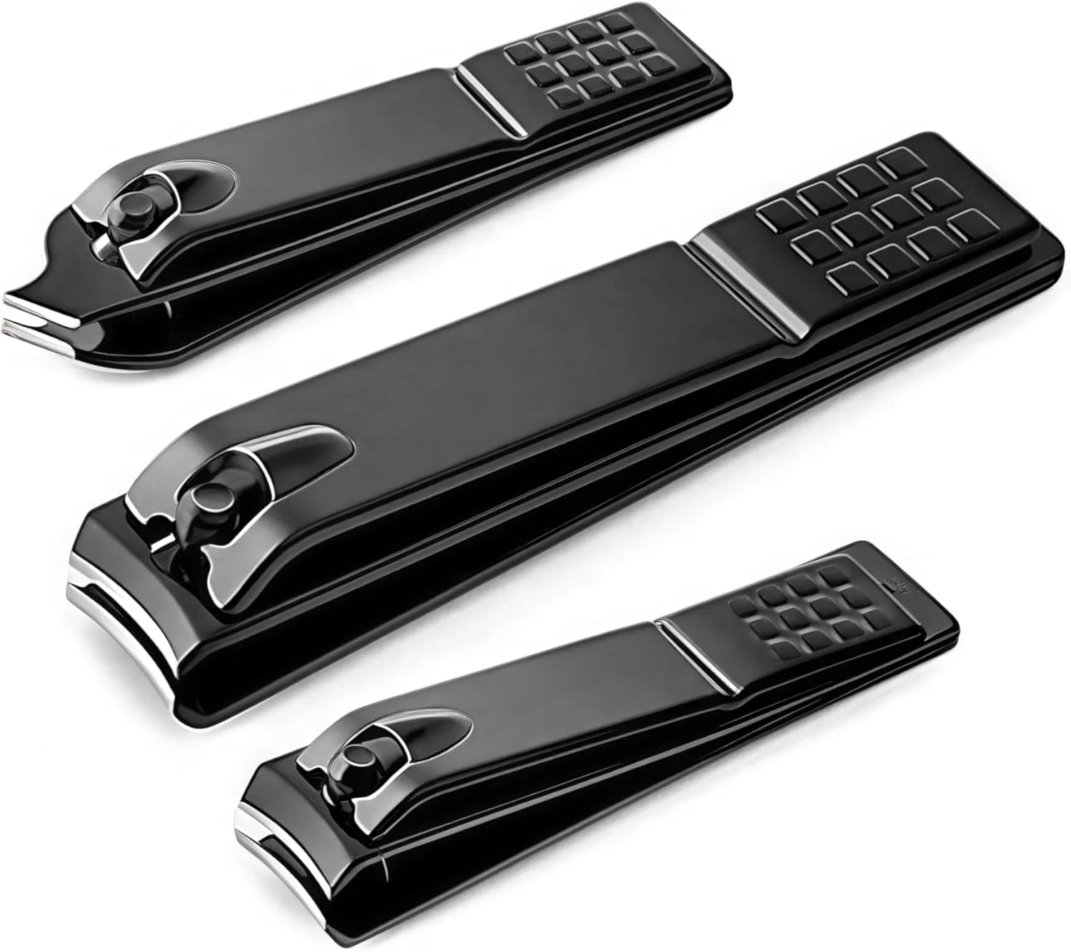 ست سه عددی ناخن گیر استیل ضد زنگ مشکی برای کوتاه کردن بی نقص ناخن های پا - ناخن گیر با کیفیت عالی برای آراستگی آسان