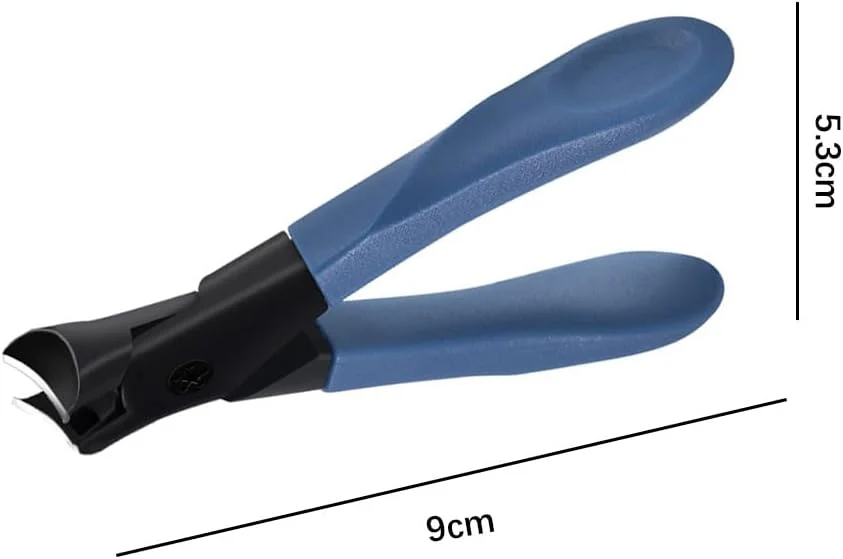 ناخن گیر حرفه ای استیل ضد زنگ آبی با پوشش ضد پاشش - قیچی تیز برای ناخن های ضخیم و پهن - برای آقایان و سالمندان