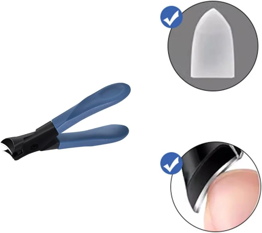 ناخن گیر حرفه ای استیل ضد زنگ آبی با پوشش ضد پاشش - قیچی تیز برای ناخن های ضخیم و پهن - برای آقایان و سالمندان